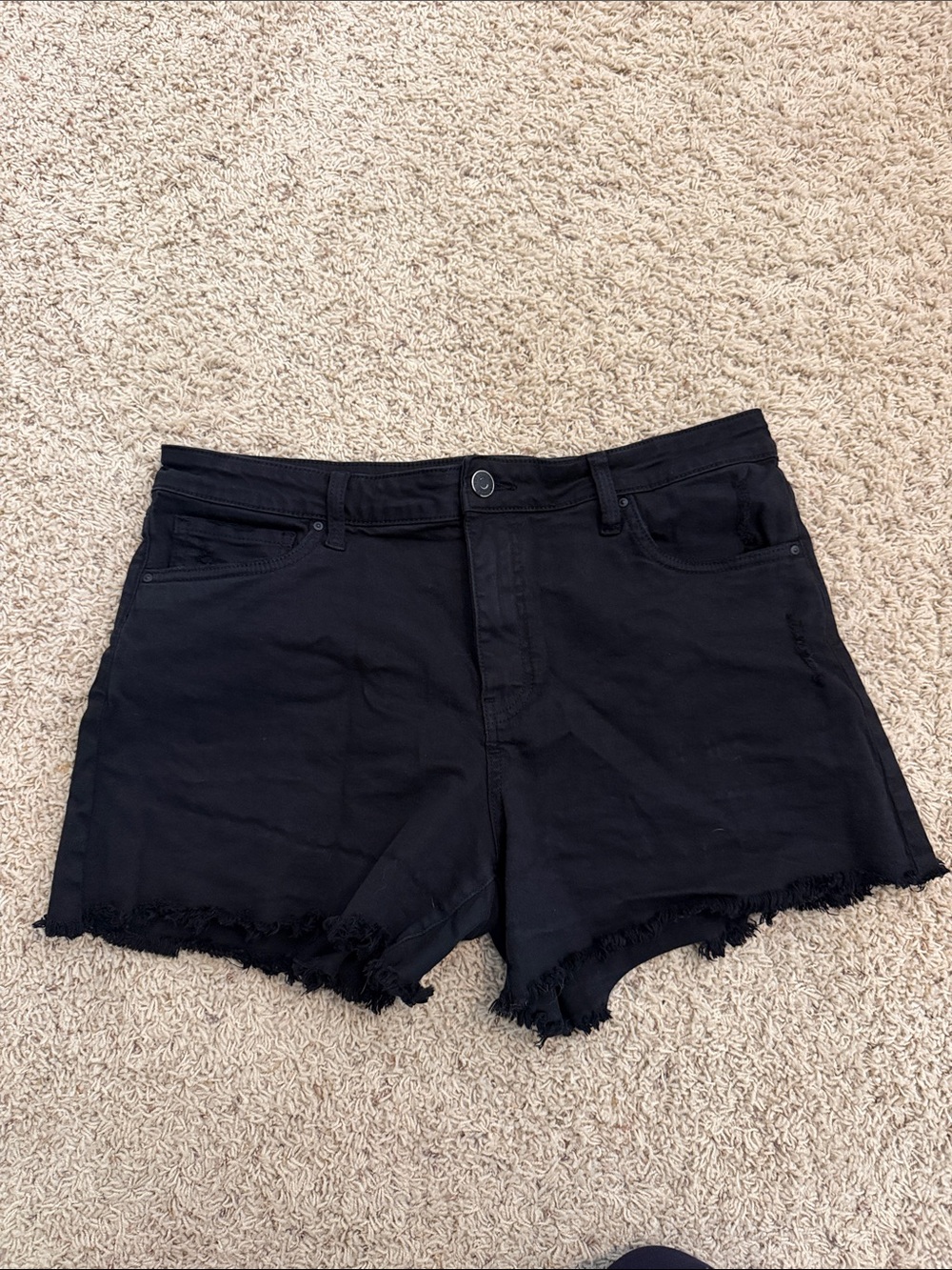 Kut from the Kloth Black Frayed Hem Denim Shorts